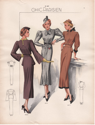 Vintage French fashion prints 1936